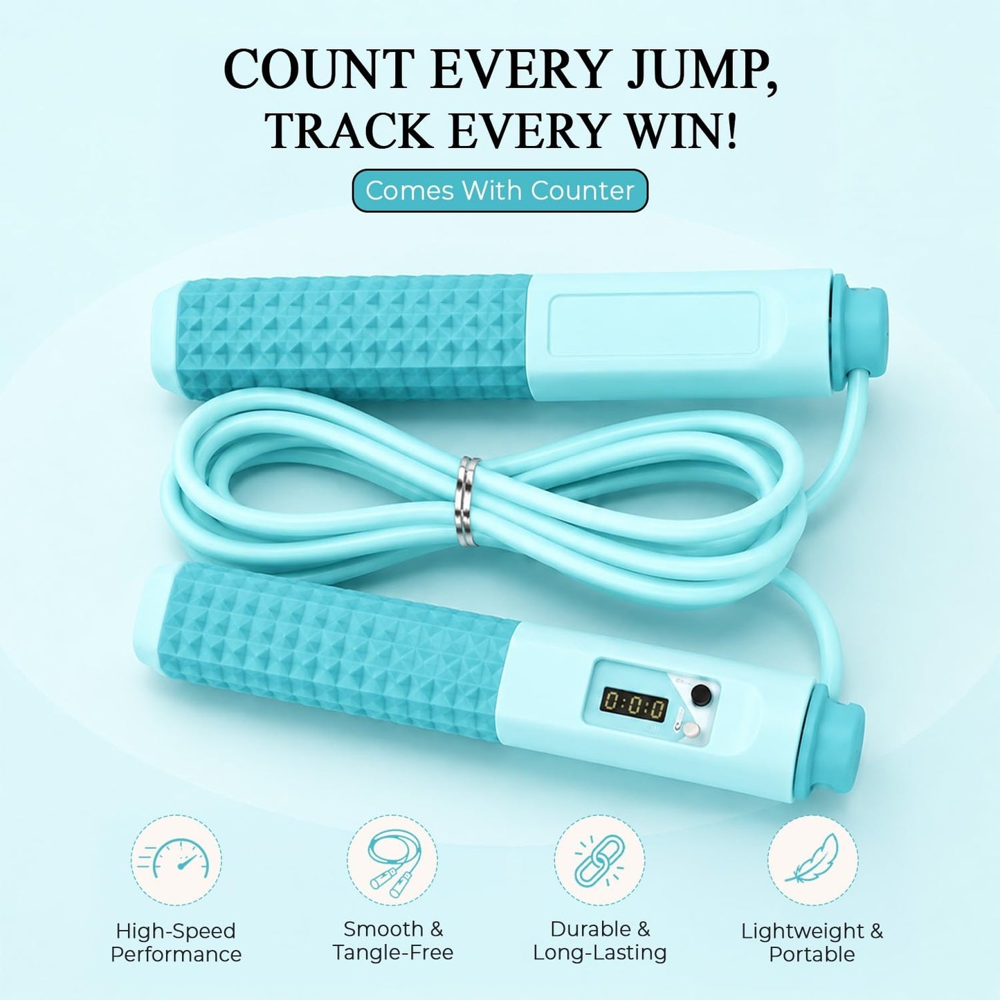 Adjustable Length Tally Jumping Rope, Foam Handle Design, Anti-Tangling Rope For Indoor/Outdoor Competition Training Examination, Fitness Equipment Gym Accessories