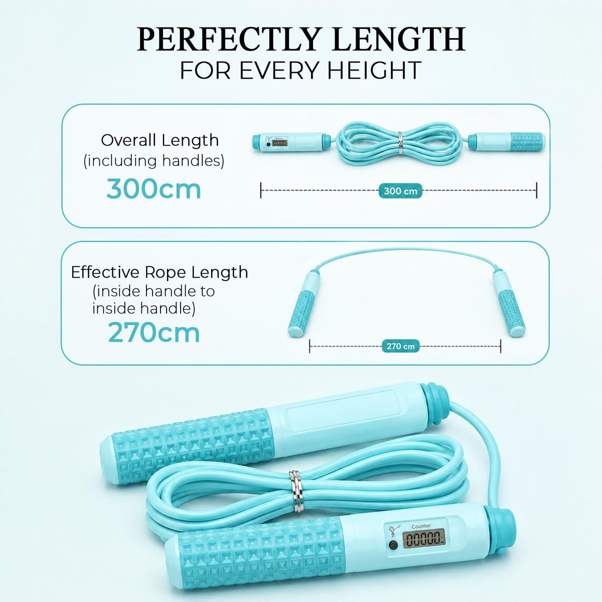 Adjustable Length Tally Jumping Rope, Foam Handle Design, Anti-Tangling Rope For Indoor/Outdoor Competition Training Examination, Fitness Equipment Gym Accessories