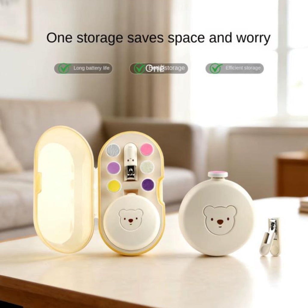 Bear Electric Nail Grinder for Babies And Kids Home Use Polishing Set Nail Clippers Kit for Children