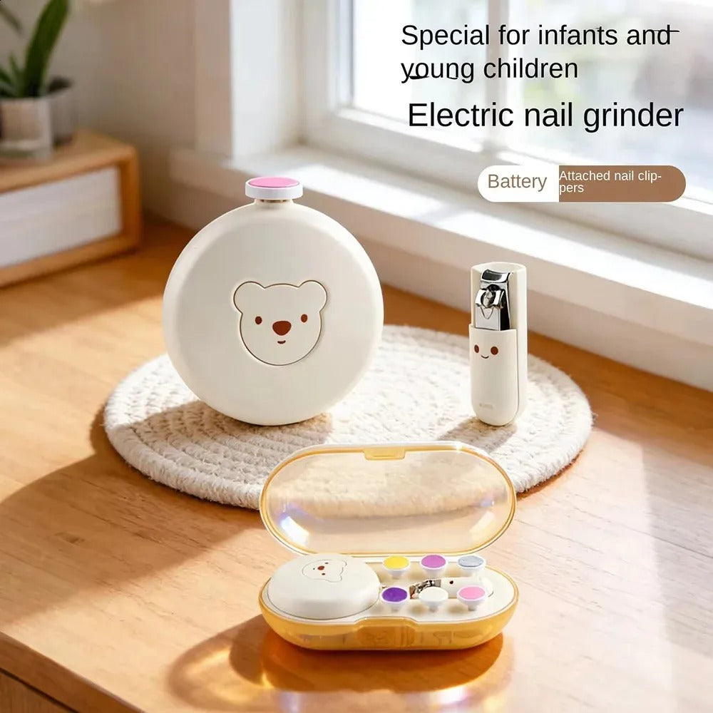 Bear Electric Nail Grinder for Babies And Kids Home Use Polishing Set Nail Clippers Kit for Children
