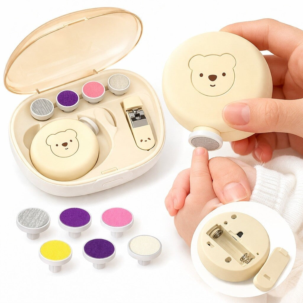 Bear Electric Nail Grinder for Babies And Kids Home Use Polishing Set Nail Clippers Kit for Children
