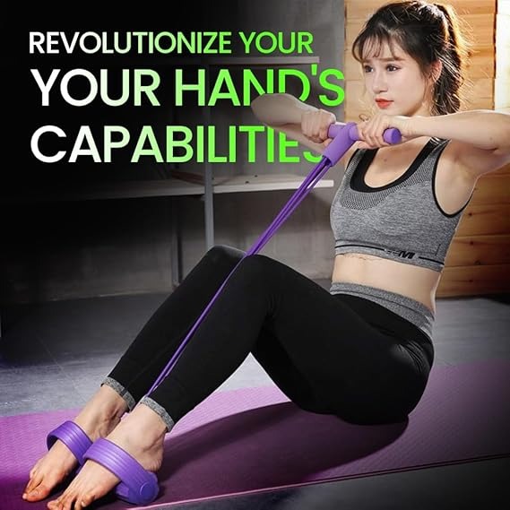 21 Fitness Resistance Bands-4 Tube Pedal Ankle Puller,Multifunction Tension Rope,Natural Latex Fitness Bands for Strength Training, Tummy, Waist, Arm, Leg Slimming, Home Gym Exercise Equipment