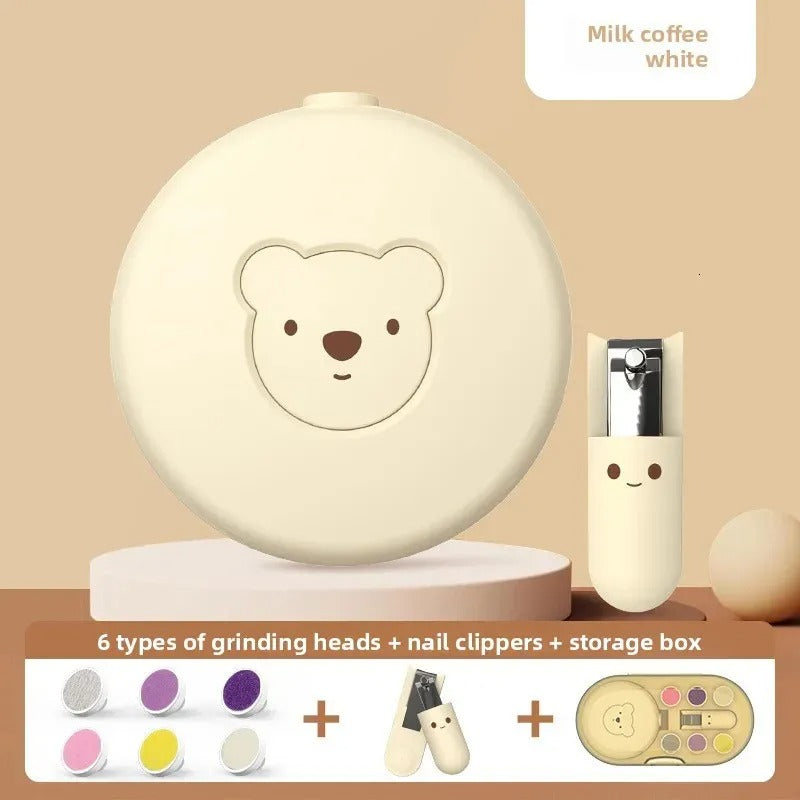 Bear Electric Nail Grinder for Babies And Kids Home Use Polishing Set Nail Clippers Kit for Children