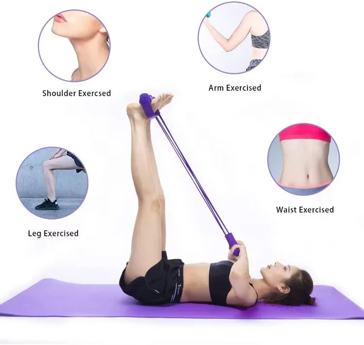 21 Fitness Resistance Bands-4 Tube Pedal Ankle Puller,Multifunction Tension Rope,Natural Latex Fitness Bands for Strength Training, Tummy, Waist, Arm, Leg Slimming, Home Gym Exercise Equipment
