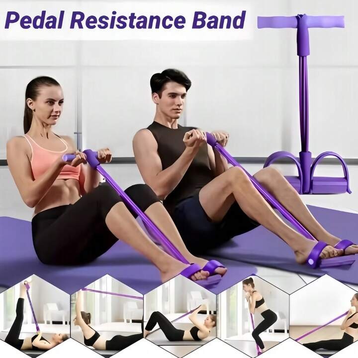 21 Fitness Resistance Bands-4 Tube Pedal Ankle Puller,Multifunction Tension Rope,Natural Latex Fitness Bands for Strength Training, Tummy, Waist, Arm, Leg Slimming, Home Gym Exercise Equipment