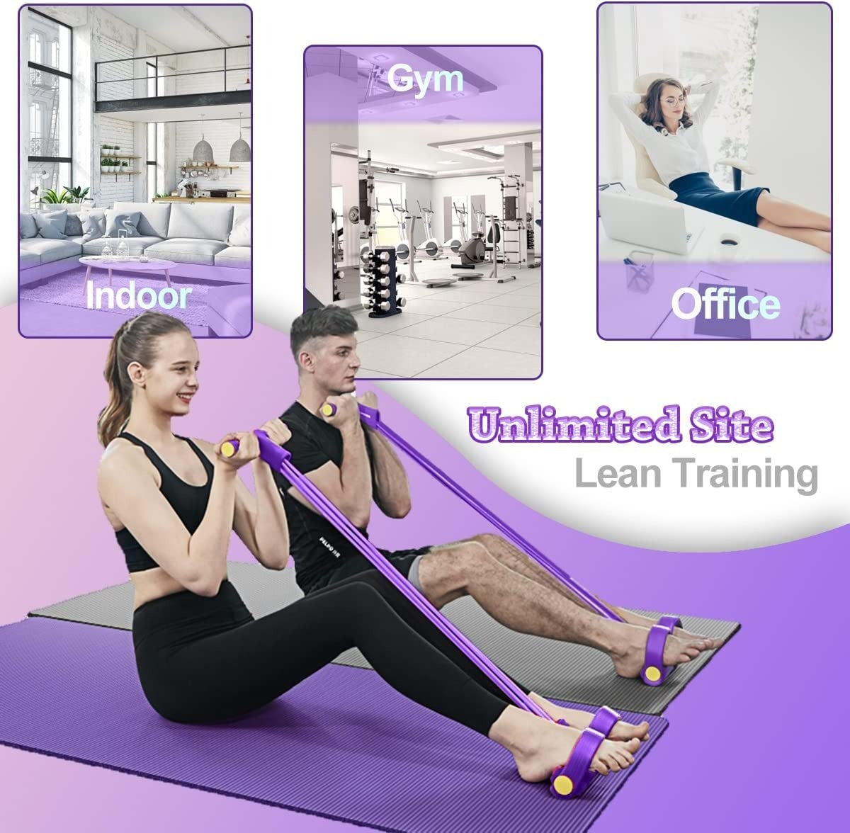 21 Fitness Resistance Bands-4 Tube Pedal Ankle Puller,Multifunction Tension Rope,Natural Latex Fitness Bands for Strength Training, Tummy, Waist, Arm, Leg Slimming, Home Gym Exercise Equipment