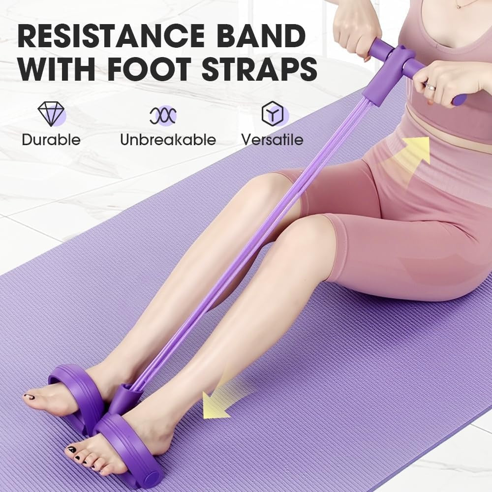 21 Fitness Resistance Bands-4 Tube Pedal Ankle Puller,Multifunction Tension Rope,Natural Latex Fitness Bands for Strength Training, Tummy, Waist, Arm, Leg Slimming, Home Gym Exercise Equipment