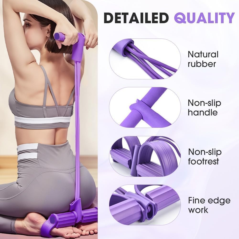 21 Fitness Resistance Bands-4 Tube Pedal Ankle Puller,Multifunction Tension Rope,Natural Latex Fitness Bands for Strength Training, Tummy, Waist, Arm, Leg Slimming, Home Gym Exercise Equipment